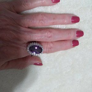 LARGE PINKISH.PURPLE STONE RING
